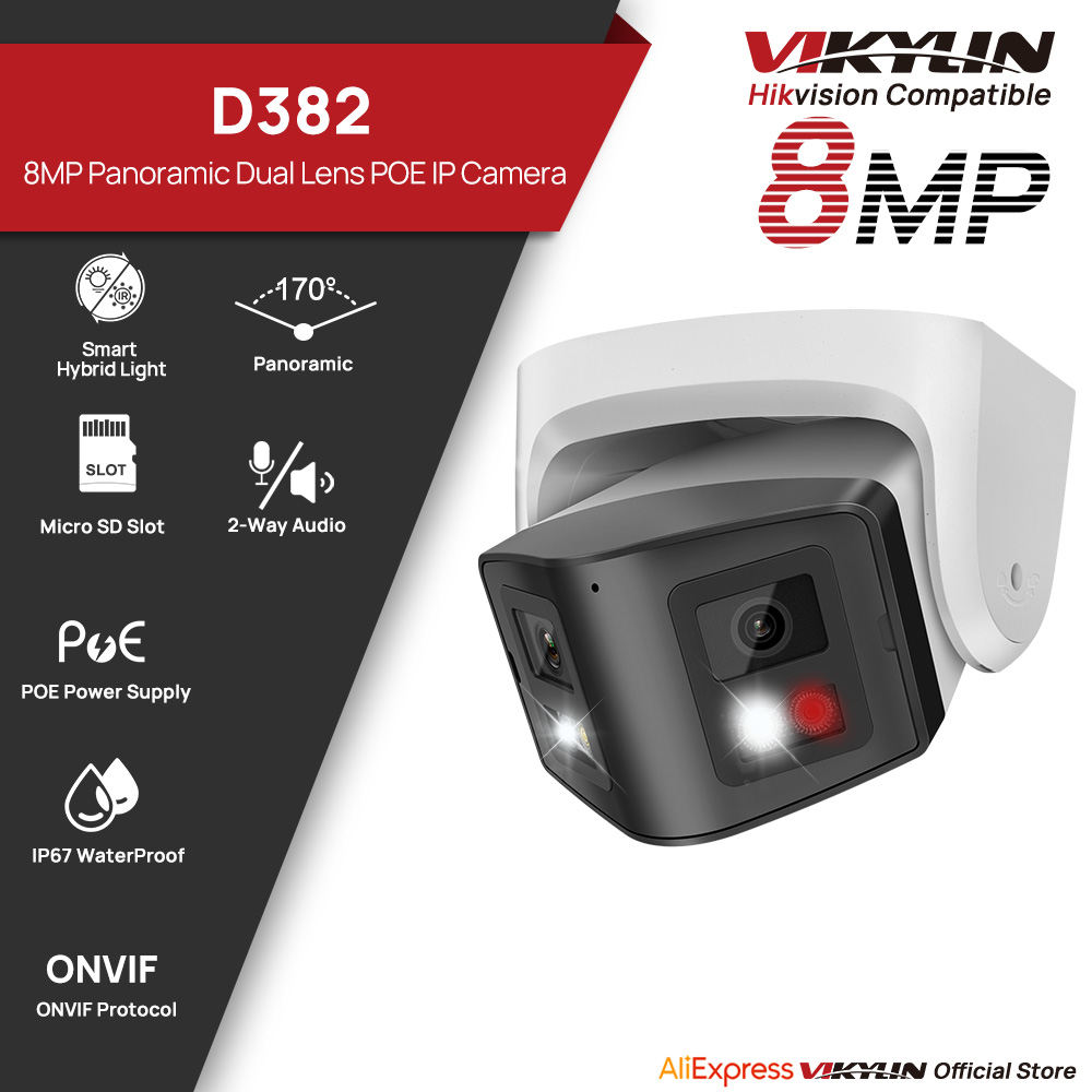 Home Security System Hikvision - Vikylin 8MP Panoramic Dual Light IP