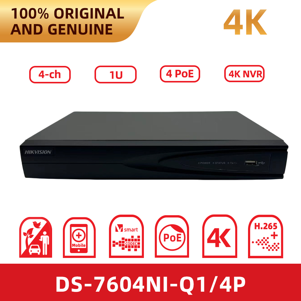 Home Security System Hikvision - Original Hikvision DS-7604NI-Q1/4P 4Channel Poe Nvr