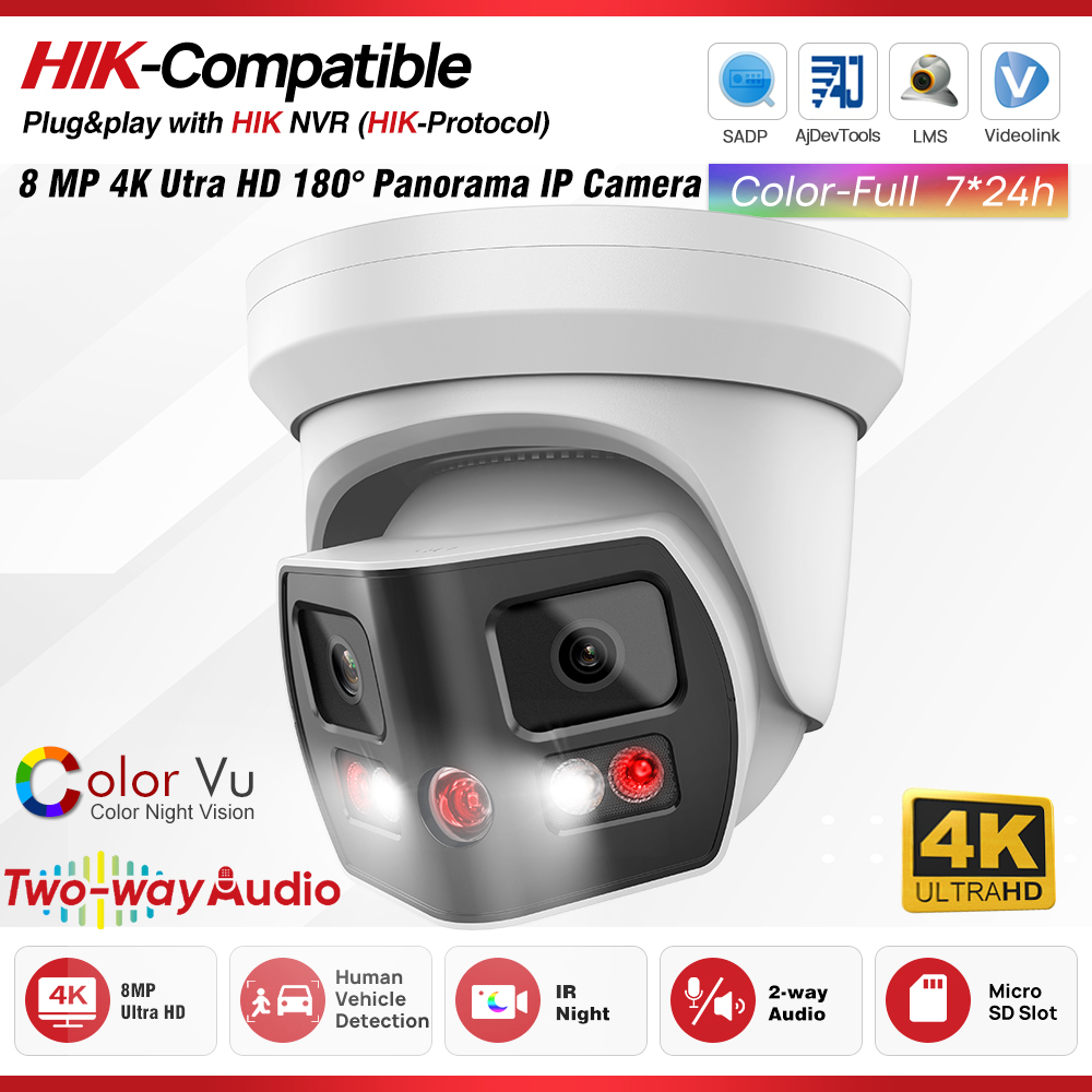 Home Security System Hikvision - Hikvision Compatible 8MP 2 Lens 180°