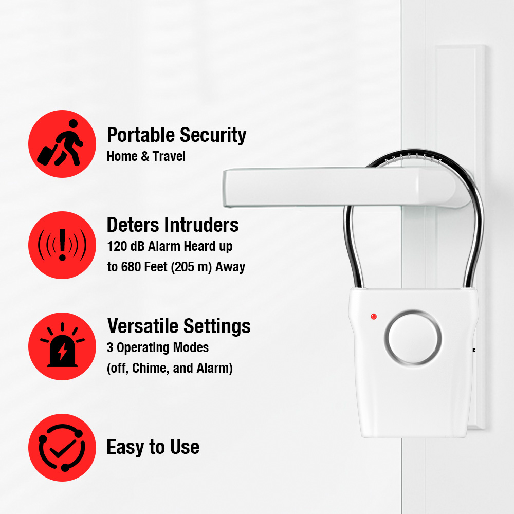 120dB Door Handle Alarm with A - огляд і ціна Door Wedge Alarm